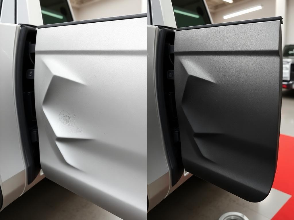 2020 Ford F-150: Deep door dent restoration with PDR + repaint